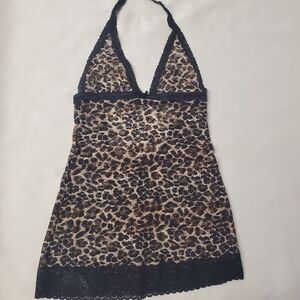 Victoria's Secret S Vintage Y2K "The Lacie" Cheetah Print Halter Chemise
